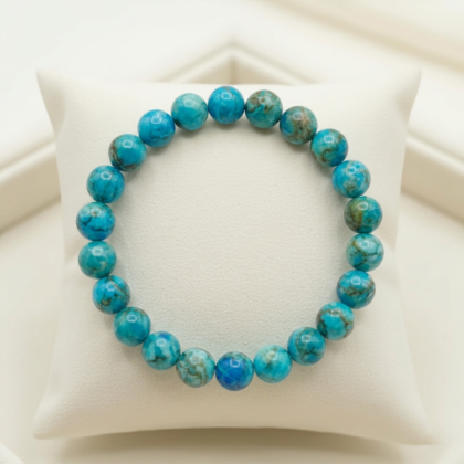 Authentic Turquoise stone bracelet with natural sky blue turquoise beads for throat chakra protection and good luck from Lakshya Gems