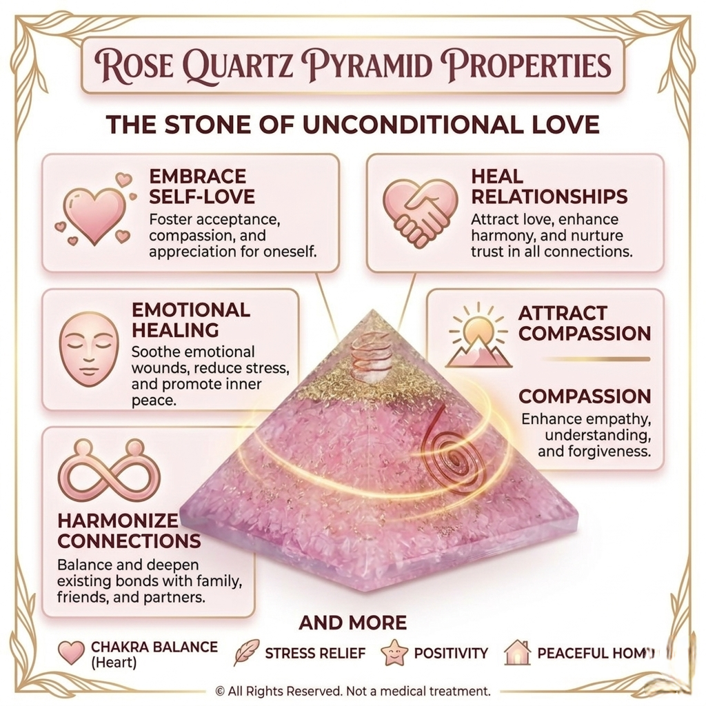 Natural Rose Quartz crystal pyramid with a soft translucent pink color and smooth polished facets from lakshya gems