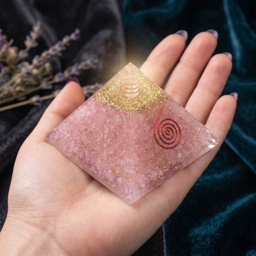 Natural Rose Quartz crystal pyramid with a soft translucent pink color and smooth polished facets from lakshya gems mumbai