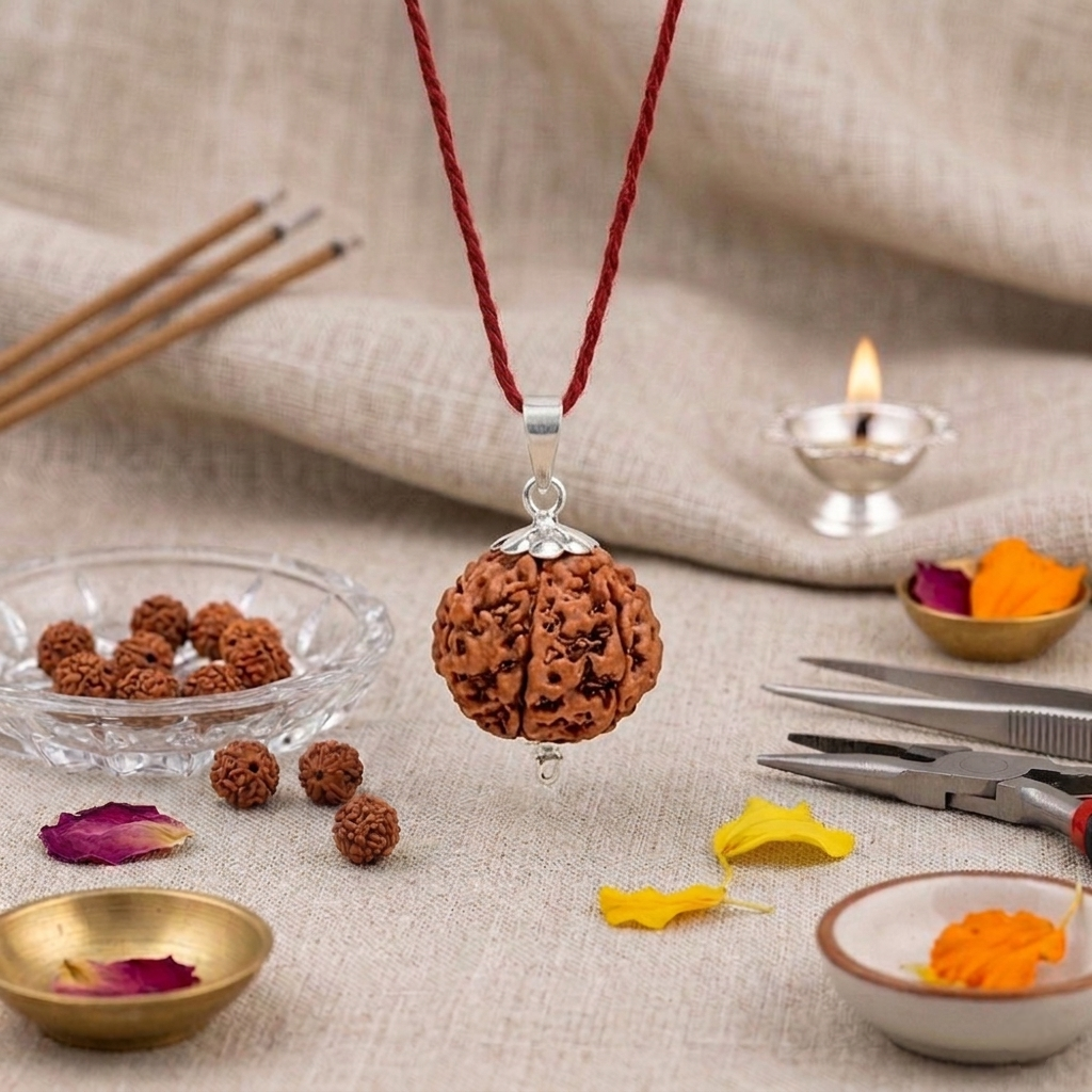 Authentic 5 Mukhi Nepali Rudraksha bead with five deep natural grooves and a robust, thorny texture from lakshya gems mumbai