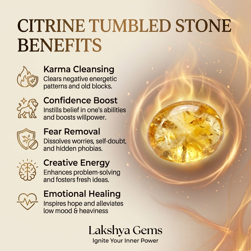 A collection of polished Citrine crystal tumbles featuring transparent honey-yellow and golden-amber colors.