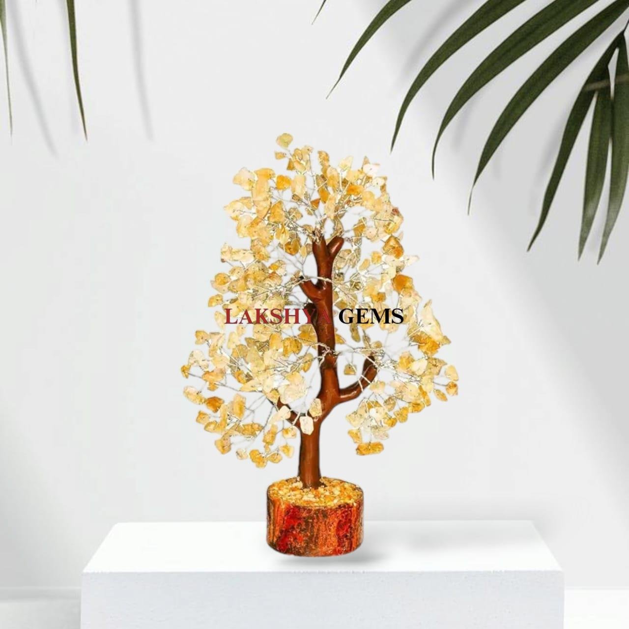 Citrine Gemstone Money Tree for Vastu Shastra wealth corner, featuring authentic yellow citrine leaves to invite abundance and success 300 beads