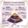 Natural Amethyst crystal pyramid featuring a deep purple color with internal crystalline veils and a polished finish.