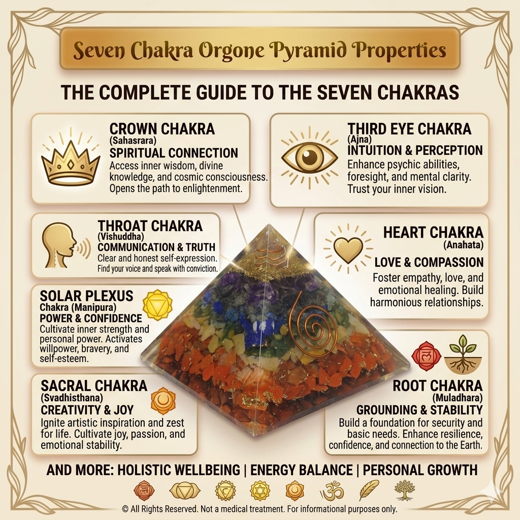 Natural 7 Chakra crystal pyramid featuring seven distinct layers of healing gemstones from Red Jasper to Amethyst from lakshya gems mumbai
