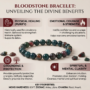 Natural Bloodstone crystal bracelet featuring polished forest-green beads with red jasper inclusions from lakshya gems