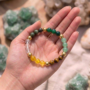best mumbai Dhan Yog Wealth Bracelet featuring natural Citrine, metallic Pyrite, Green Jade, and Green Aventurine beads from lakshya gems