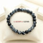 Natural Snowflake Obsidian beaded bracelet featuring black volcanic glass with white starry patterns from lakshya gems
