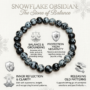 Natural Snowflake Obsidian beaded bracelet featuring black volcanic glass with white starry patterns from lakshya gems