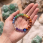 Natural Seven Chakra bracelet featuring Red Jasper, Carnelian, Citrine, Green Aventurine, Sodalite, Amethyst, and Clear Quartz from lakshya gems