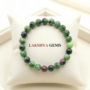 Natural RubyZoisite beaded bracelet with vibrant green and magenta-red patterns from Lakshya gems