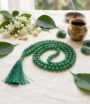 Natural Green Aventurine Jaap Mala with 108 beads and a decorative green tassel for meditation from lakshya gems