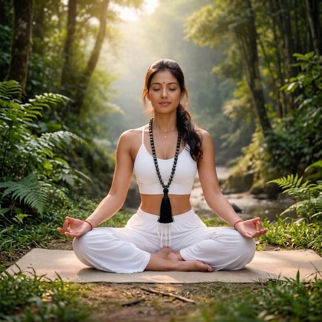 Natural Black Tourmaline Jaap Mala with 108 polished jet-black beads and a traditional black tassel from lakshya gems