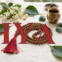 Authentic 5-Mukhi Rudraksha Jaap Mala with 108 beads and a traditional red tassel for prayer from lakshya gems