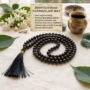 Natural Black Tourmaline Jaap Mala with 108 polished jet-black beads and a traditional black tassel from lakshya gems