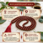 Natural Red Jasper Jaap Mala with 108 terracotta-red beads and a traditional red or brown tassel lakshya Gems