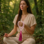 Natural Rose Quartz Jaap Mala with 108 soft pink translucent beads and a traditional pink silk tassel from lakshya gems