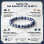 Natural Sodalite crystal bracelet featuring polished indigo-blue beads with white calcite veining from lakshya gems