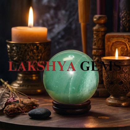 A polished natural Green Aventurine sphere showing rich forest-green color and subtle metallic shimmer.
