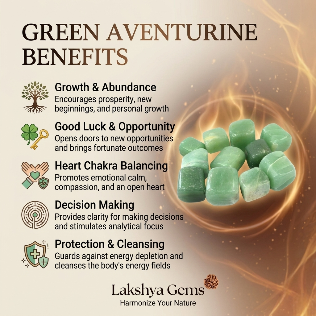 A collection of polished Green Aventurine crystal tumbles featuring a soothing forest-green color and natural shimmer from lakshya Gems mumbai