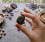 A collection of polished Bloodstone crystal tumbles featuring deep green colors and bright red jasper spots from lakshya gems mumbai