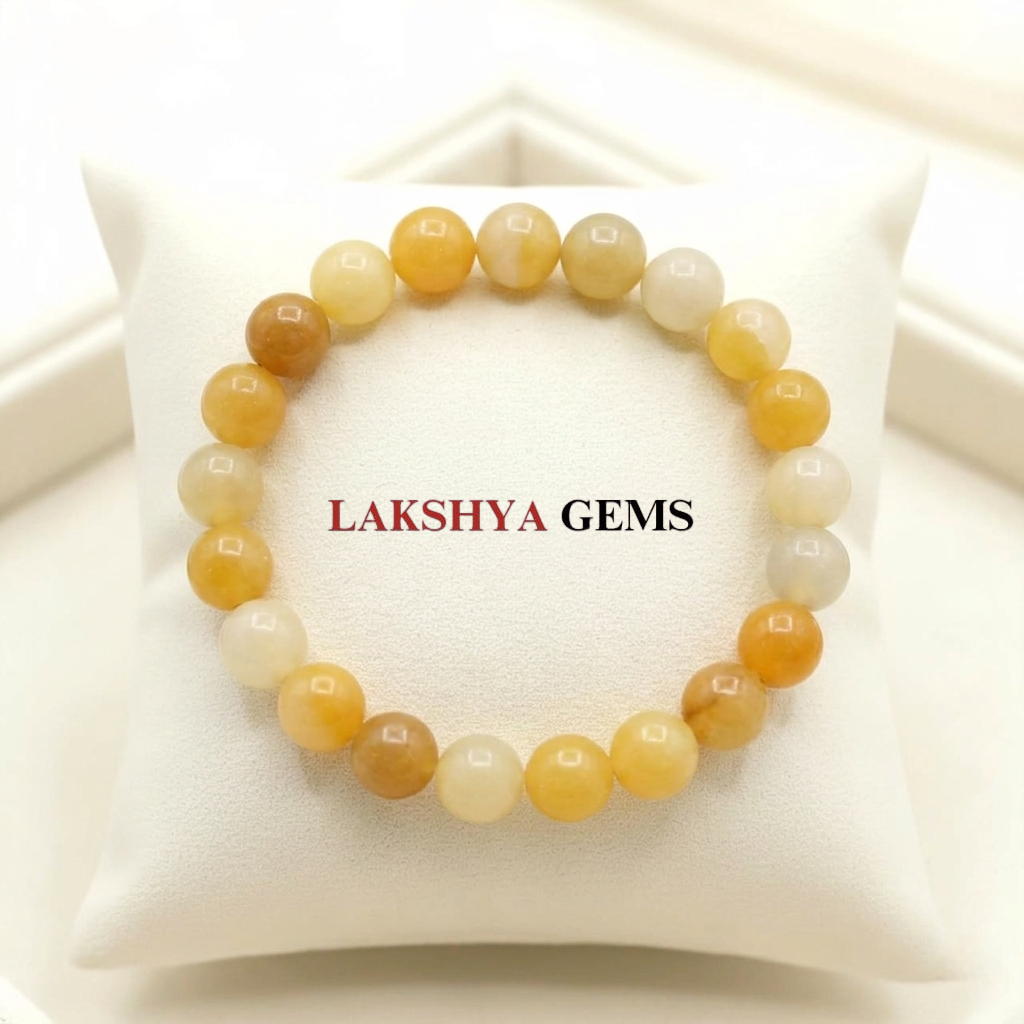A high-quality Yellow Aventurine crystal bead bracelet showing a warm golden-yellow color and smooth polished finish.