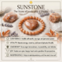 A premium Sunstone crystal bead bracelet showing warm peachy-orange colors with natural internal metallic sparkles.