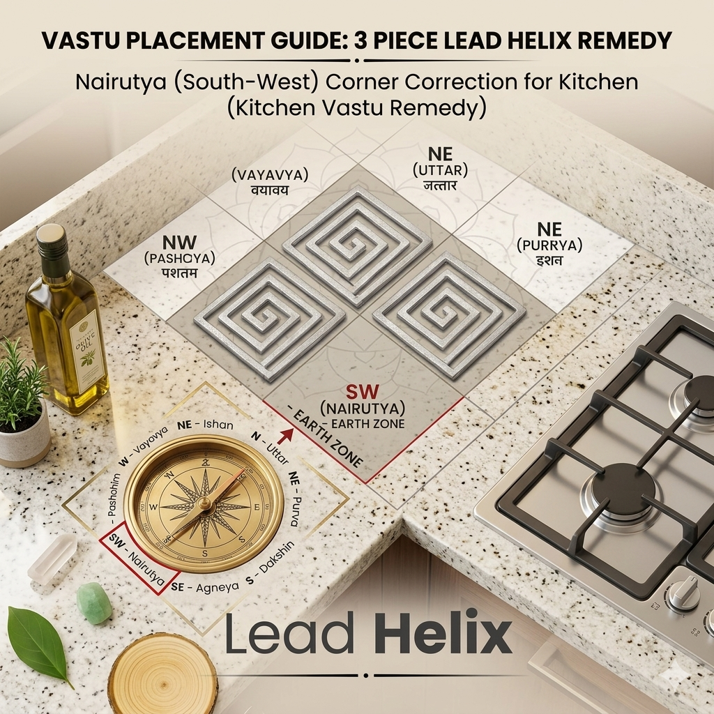 A high-quality pure lead helix for Vastu Shastra, featuring a thick spiral design for South-West corner correction.