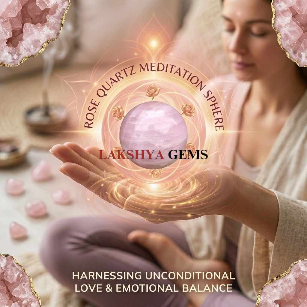 Rose Quartz Crystal Healing Sphere ball from Lakshya Gems Mumbai