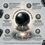 A polished natural Black Tourmaline sphere ball displaying a deep, lustrous finish from Lakshya Gems.
