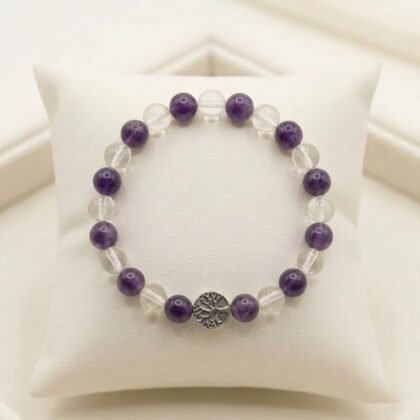 Anger Management crystal Bracelet featuring natural purple Amethyst, and clear quartz from lashya gems