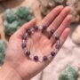 Anger Management Bracelet featuring natural purple Amethyst and transparent Clear Quartz beads from lakshya gems