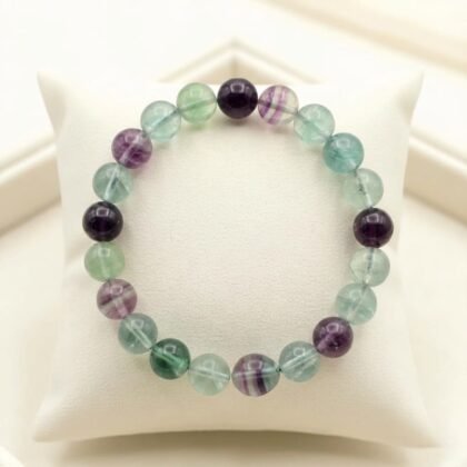 Natural Multi-Fluorite beaded bracelet featuring translucent purple, green, and clear gemstone beads from lakshya gems