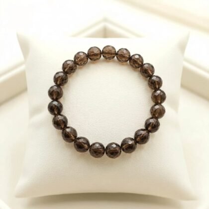 Natural Smoky Quartz beaded bracelet featuring translucent tea-colored gemstone beads with a high-polish finish from lakshya gems