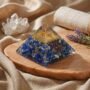 Lapis Lazuli pyramid showing deep blue color with golden pyrite inclusions and a polished finish from lakshya gems mumbai