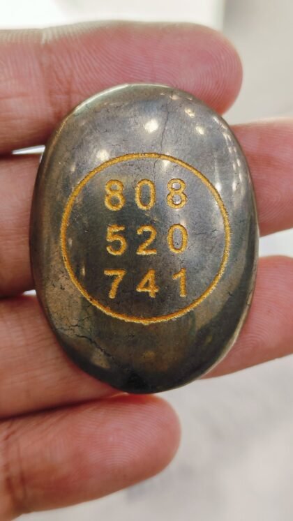 Golden Pyrite Zibu Coin engraved with sacred angelic symbols and the wealth numbers 808 520 741.