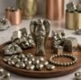 pyrite crystal angel front view Lakshya Gems wealth prosperity stone