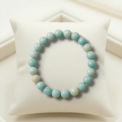 Natural Amazonite beaded bracelet with vibrant turquoise-green stones for emotional balance.