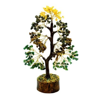 Money Magnet Tree with 300 polished gemstone chips on a golden wire trunk for wealth attraction.