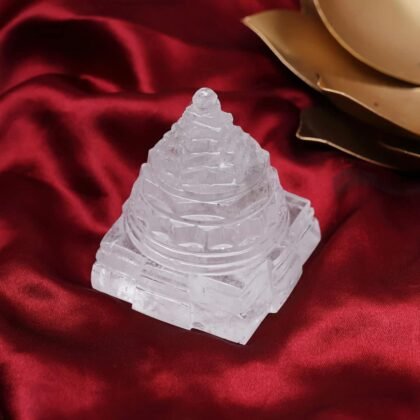 Natural transparent Clear Quartz Shree Yantra for wealth and spiritual manifestation.