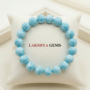 Rare natural Larimar beaded bracelet featuring soft sky-blue colors and white volcanic marbling From Lakshya Gems