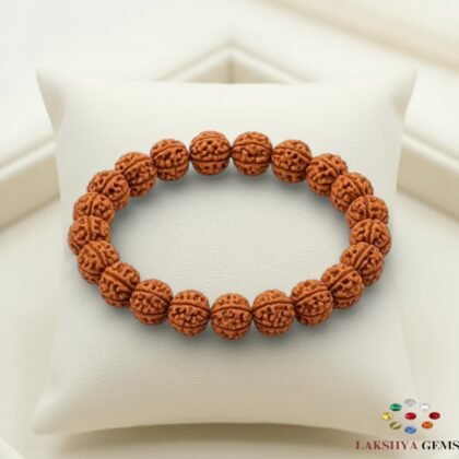 lakshya gems Authentic 5 Mukhi Rudraksha bracelet with natural brown indonaesian beads on a durable stretch cord.