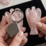 rose quartz angel close up detailed carving Lakshya Gems crystal