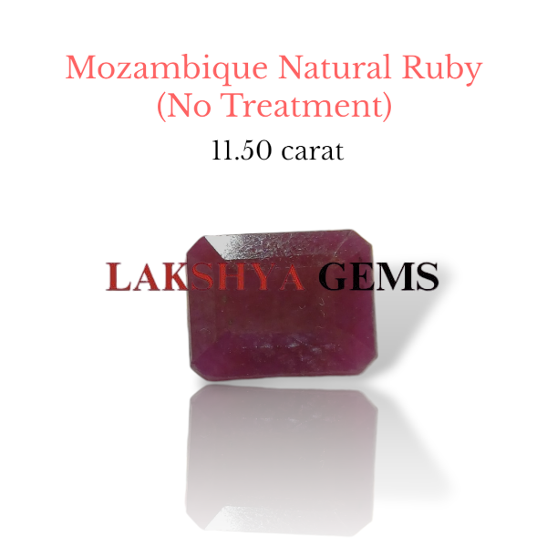 Unheated Natural mozambique Ruby gemstone with deep red color and authentic lab certification.