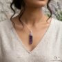 lakshya GemsGenuine Amethyst pencil pendant featuring deep purple hues and a decorative silver bail.