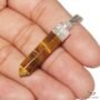 Natural Tiger’s Eye pencil pendant with golden chatoyant bands and silver-etched bail.