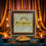 lakshya gems Vastu-compliant Seven Running Horse frame embellished with natural golden Pyrite clusters.