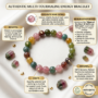 A natural Multi Tourmaline bracelet featuring a colorful mix of transparent pink, green, yellow, and black beads.