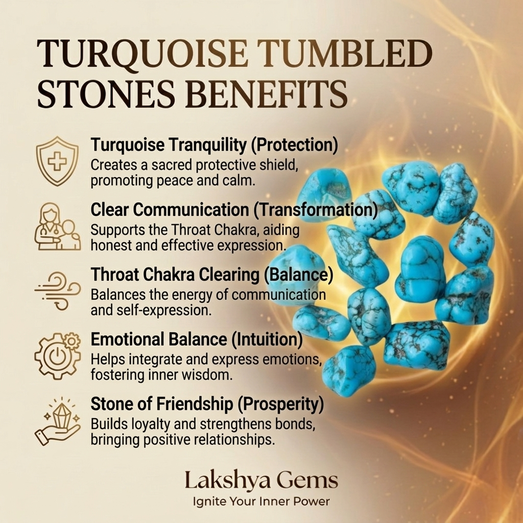 A collection of polished Turquoise crystal tumbles featuring vibrant sky-blue colors and natural dark matrix veining.