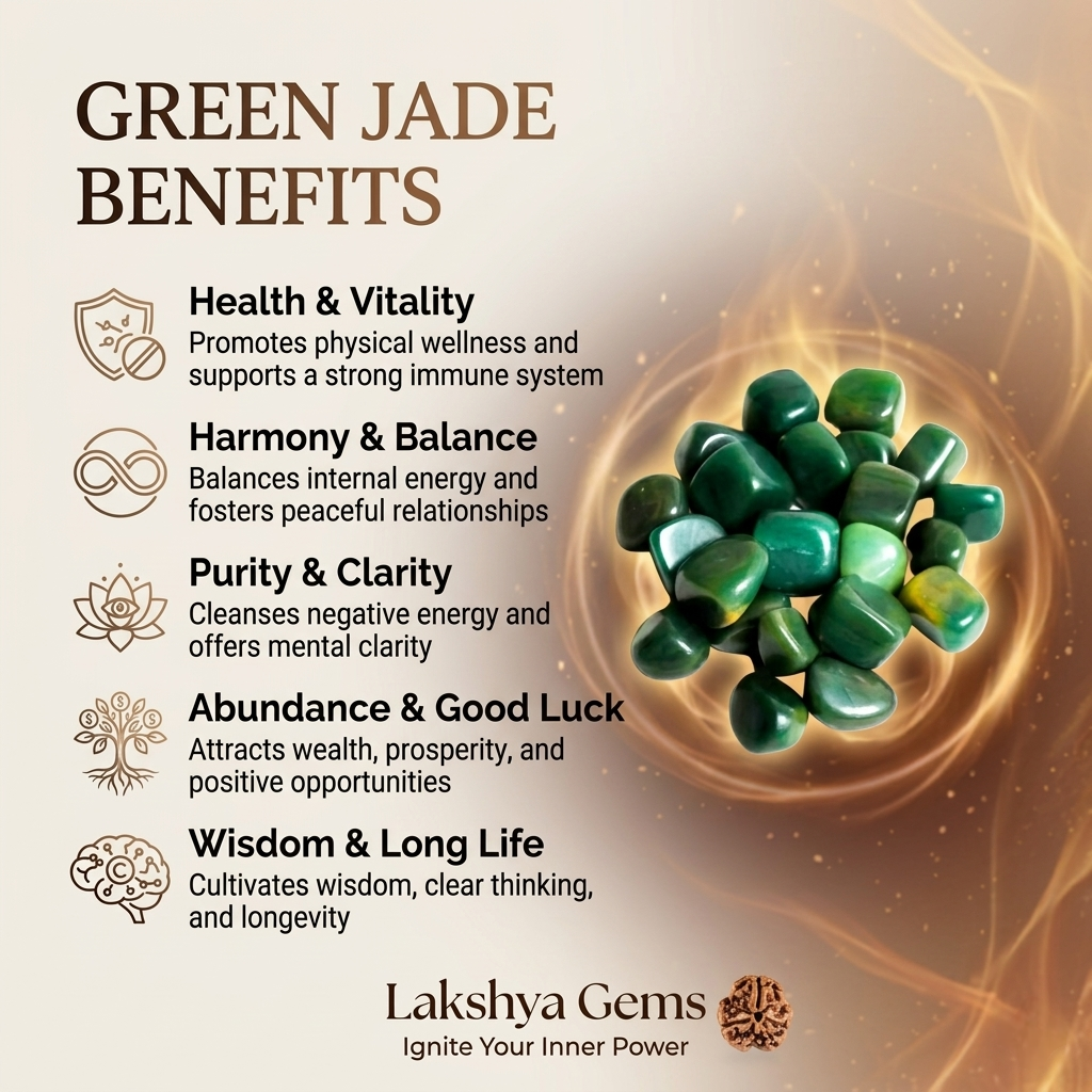 A collection of polished Green Jade crystal tumbles featuring various shades of vibrant forest and olive green.
