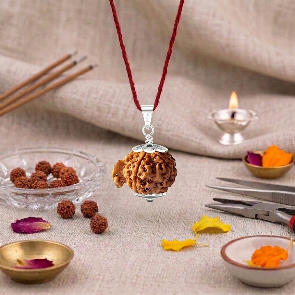 Authentic Ganesh Nepali Rudraksha showing the distinct natural trunk-like protrusion on a robust Himalayan seed from lakshya gems mumbai